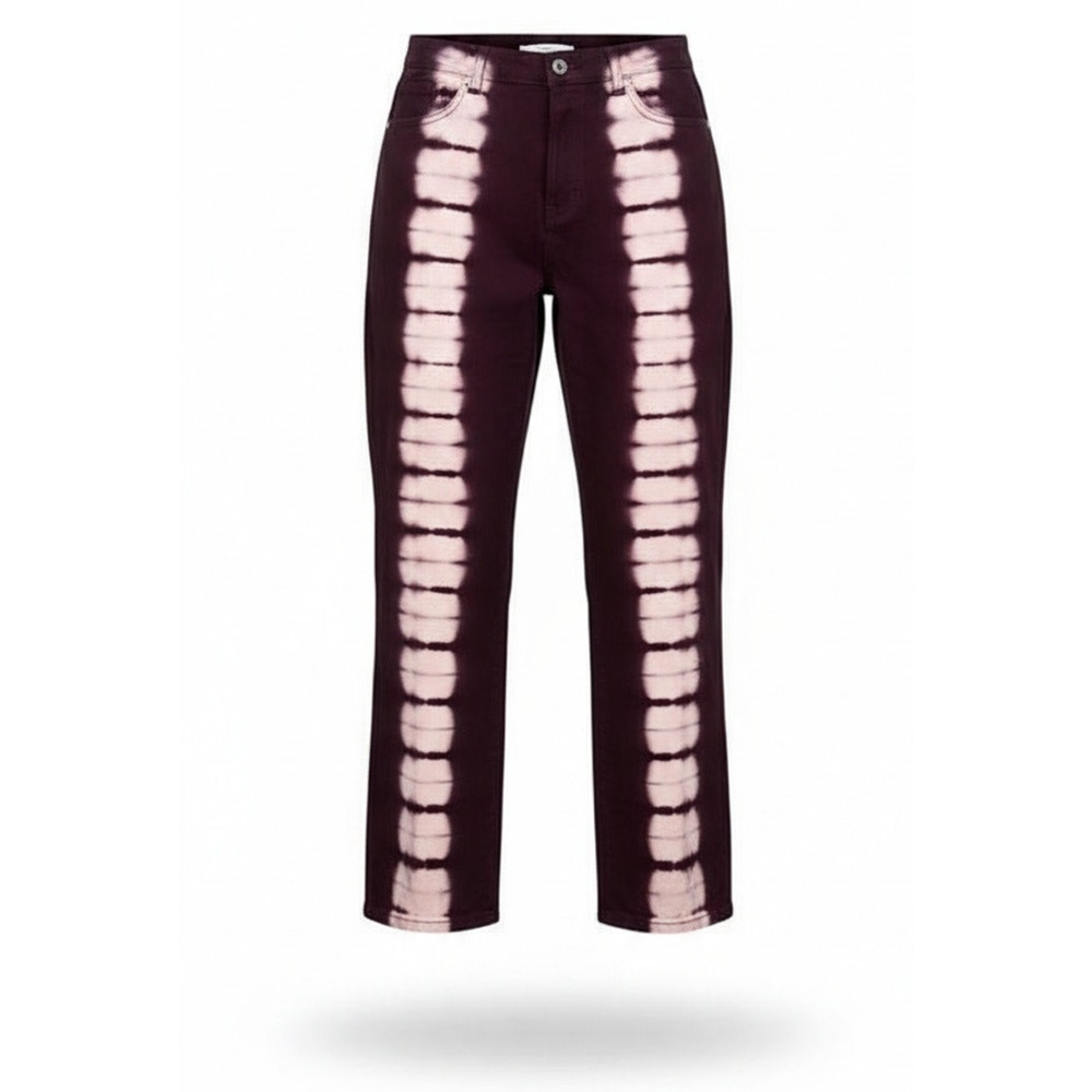 PacSun Women's Straight Leg Tie-Dye Jeans in Dark Plum and Pale Pink
